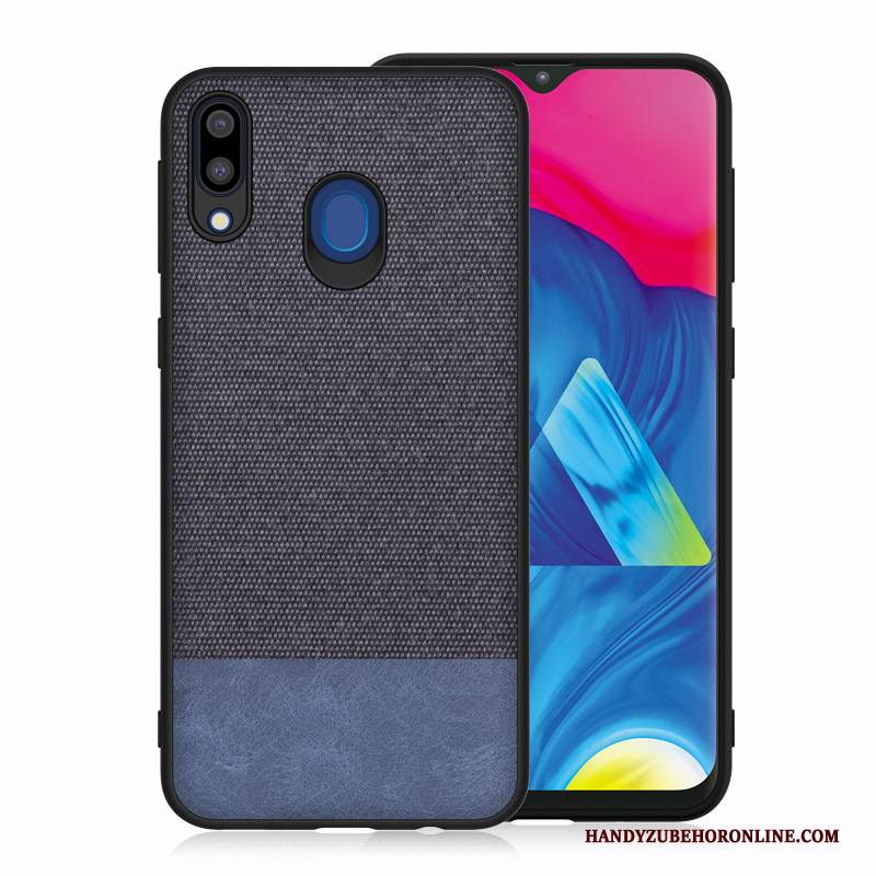 Hülle Samsung Galaxy M20 Silikon Stoff Handyhüllen, Case Samsung Galaxy M20 Anti-sturz Blau