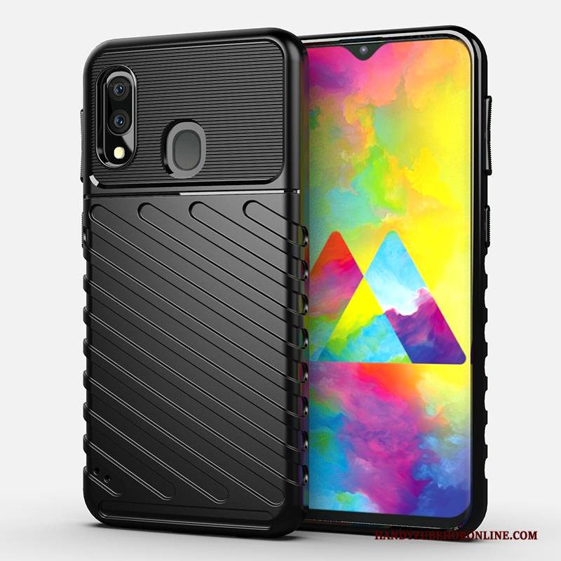 Hülle Samsung Galaxy M20 Taschen Schwarz Handyhüllen, Case Samsung Galaxy M20 Weiche Anti-sturz Pu