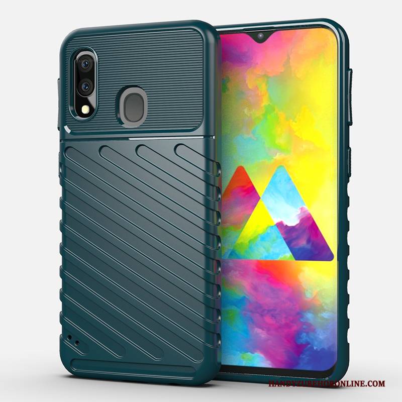 Hülle Samsung Galaxy M20 Taschen Schwarz Handyhüllen, Case Samsung Galaxy M20 Weiche Anti-sturz Pu