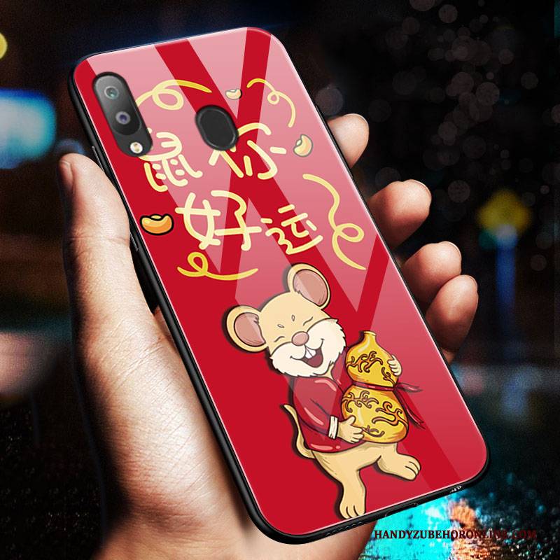 Hülle Samsung Galaxy M20 Weiche Ratte Handyhüllen, Case Samsung Galaxy M20 Karikatur Persönlichkeit Netto Rot