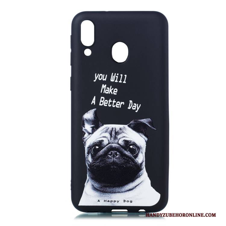 Hülle Samsung Galaxy M20 Weiche Schwarz Nubuck, Case Samsung Galaxy M20 Karikatur Schlank Hängende Verzierungen