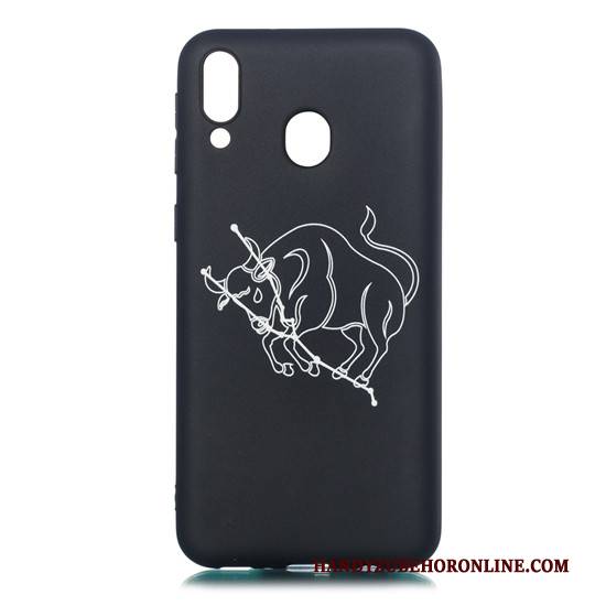 Hülle Samsung Galaxy M20 Weiche Schwarz Nubuck, Case Samsung Galaxy M20 Karikatur Schlank Hängende Verzierungen