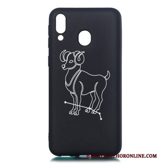 Hülle Samsung Galaxy M20 Weiche Schwarz Nubuck, Case Samsung Galaxy M20 Karikatur Schlank Hängende Verzierungen