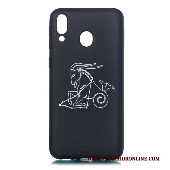 Hülle Samsung Galaxy M20 Weiche Schwarz Nubuck, Case Samsung Galaxy M20 Karikatur Schlank Hängende Verzierungen