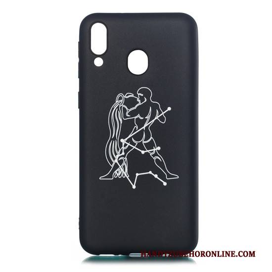 Hülle Samsung Galaxy M20 Weiche Schwarz Nubuck, Case Samsung Galaxy M20 Karikatur Schlank Hängende Verzierungen