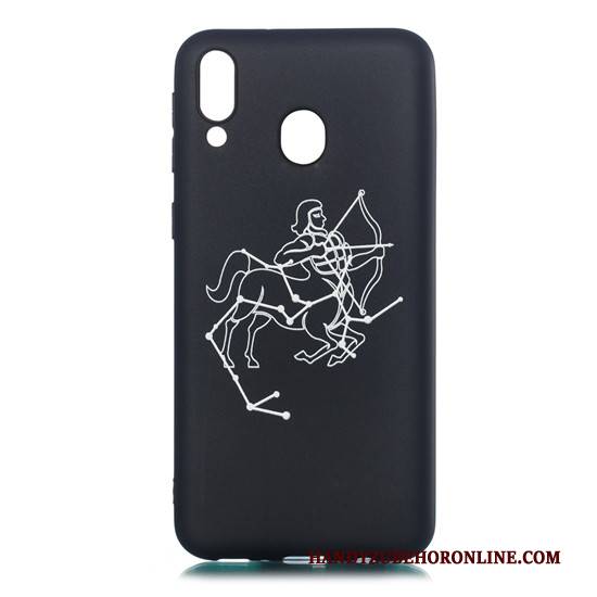 Hülle Samsung Galaxy M20 Weiche Schwarz Nubuck, Case Samsung Galaxy M20 Karikatur Schlank Hängende Verzierungen