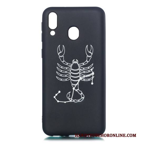 Hülle Samsung Galaxy M20 Weiche Schwarz Nubuck, Case Samsung Galaxy M20 Karikatur Schlank Hängende Verzierungen