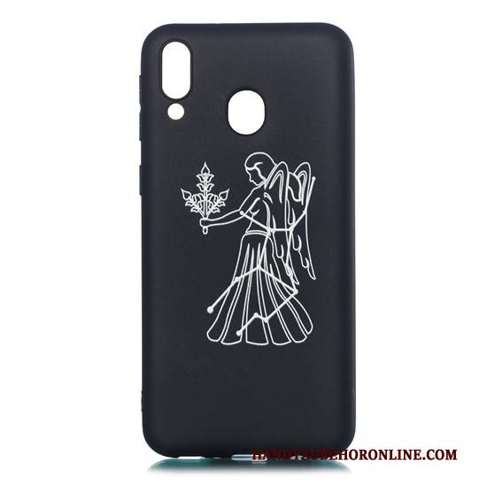 Hülle Samsung Galaxy M20 Weiche Schwarz Nubuck, Case Samsung Galaxy M20 Karikatur Schlank Hängende Verzierungen