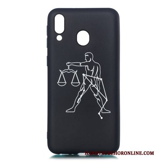 Hülle Samsung Galaxy M20 Weiche Schwarz Nubuck, Case Samsung Galaxy M20 Karikatur Schlank Hängende Verzierungen