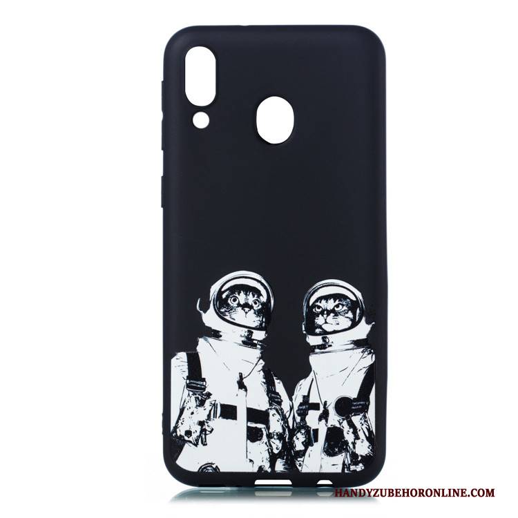 Hülle Samsung Galaxy M20 Weiche Schwarz Nubuck, Case Samsung Galaxy M20 Karikatur Schlank Hängende Verzierungen