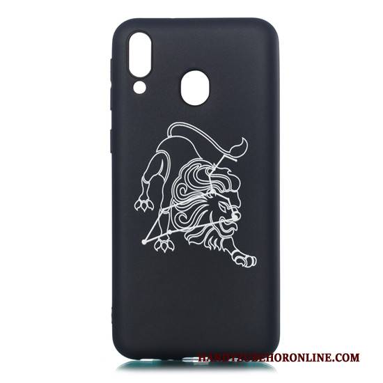 Hülle Samsung Galaxy M20 Weiche Schwarz Nubuck, Case Samsung Galaxy M20 Karikatur Schlank Hängende Verzierungen