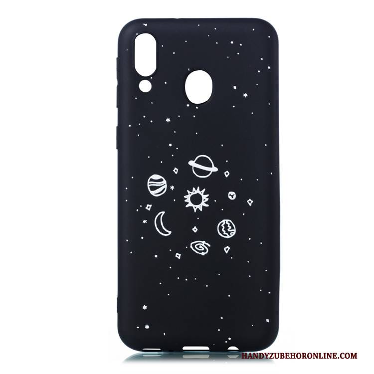 Hülle Samsung Galaxy M20 Weiche Schwarz Nubuck, Case Samsung Galaxy M20 Karikatur Schlank Hängende Verzierungen