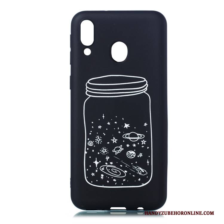 Hülle Samsung Galaxy M20 Weiche Schwarz Nubuck, Case Samsung Galaxy M20 Karikatur Schlank Hängende Verzierungen