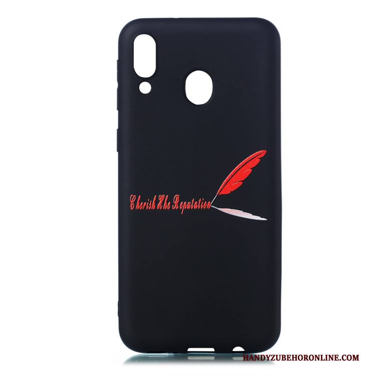 Hülle Samsung Galaxy M20 Weiche Schwarz Nubuck, Case Samsung Galaxy M20 Karikatur Schlank Hängende Verzierungen