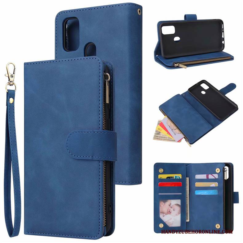 Hülle Samsung Galaxy M30s Geldbörse Handyhüllen Karte, Case Samsung Galaxy M30s Folio Weinrot