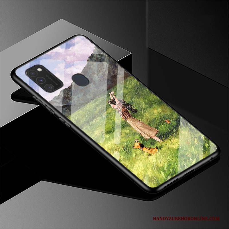 Hülle Samsung Galaxy M30s Karikatur Europa Grün, Case Samsung Galaxy M30s Schutz Glas Neu