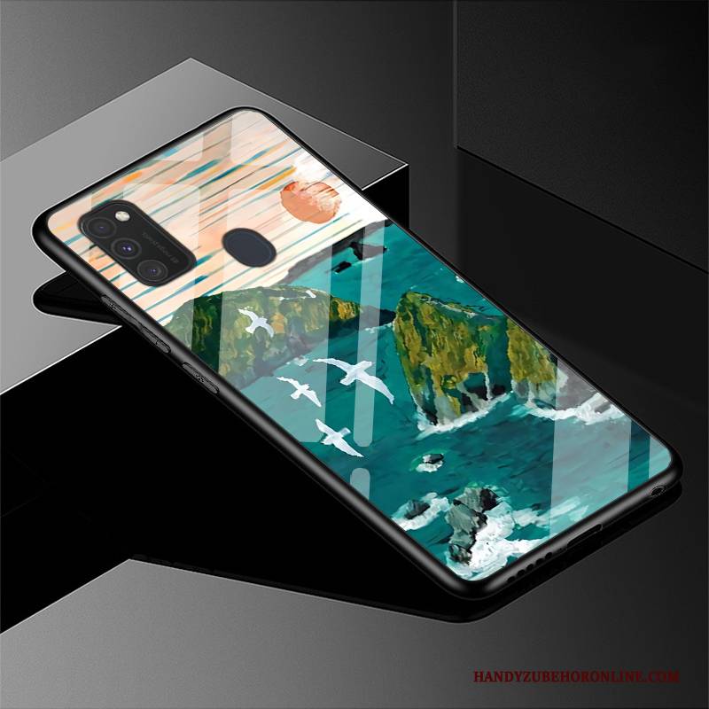 Hülle Samsung Galaxy M30s Karikatur Europa Grün, Case Samsung Galaxy M30s Schutz Glas Neu