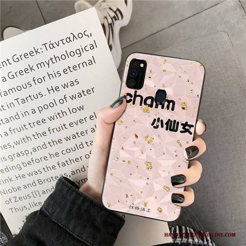 Hülle Samsung Galaxy M30s Kreativ Handyhüllen Liebhaber, Case Samsung Galaxy M30s Silikon Weiß Diamantform