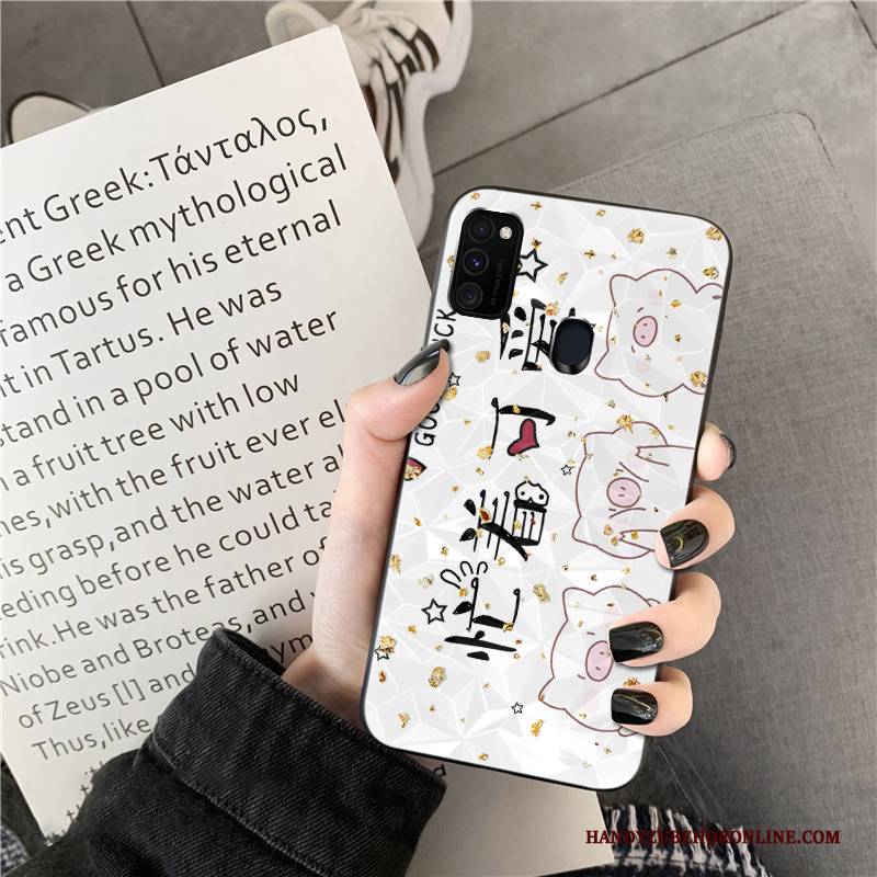 Hülle Samsung Galaxy M30s Kreativ Handyhüllen Liebhaber, Case Samsung Galaxy M30s Silikon Weiß Diamantform