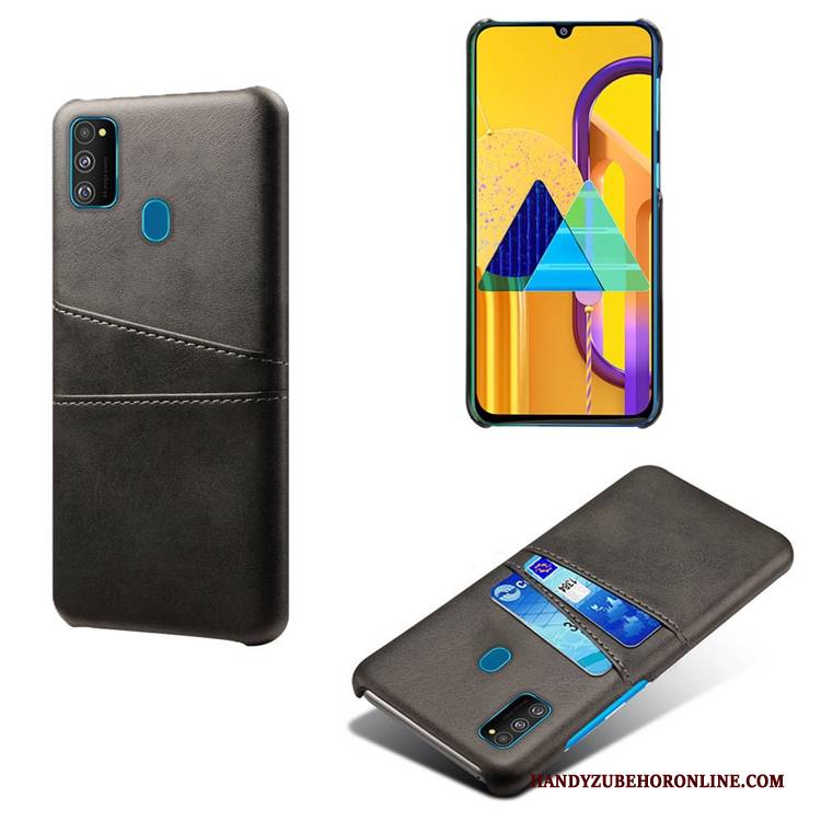 Hülle Samsung Galaxy M30s Leder Karte Kuh, Case Samsung Galaxy M30s Persönlichkeit Khaki