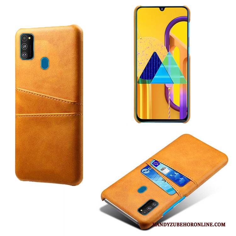 Hülle Samsung Galaxy M30s Leder Karte Kuh, Case Samsung Galaxy M30s Persönlichkeit Khaki