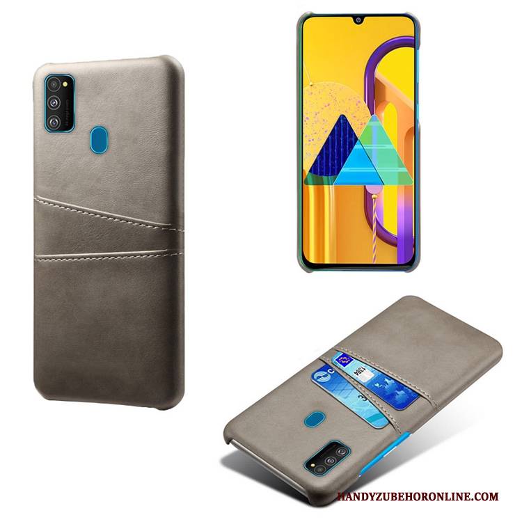 Hülle Samsung Galaxy M30s Leder Karte Kuh, Case Samsung Galaxy M30s Persönlichkeit Khaki