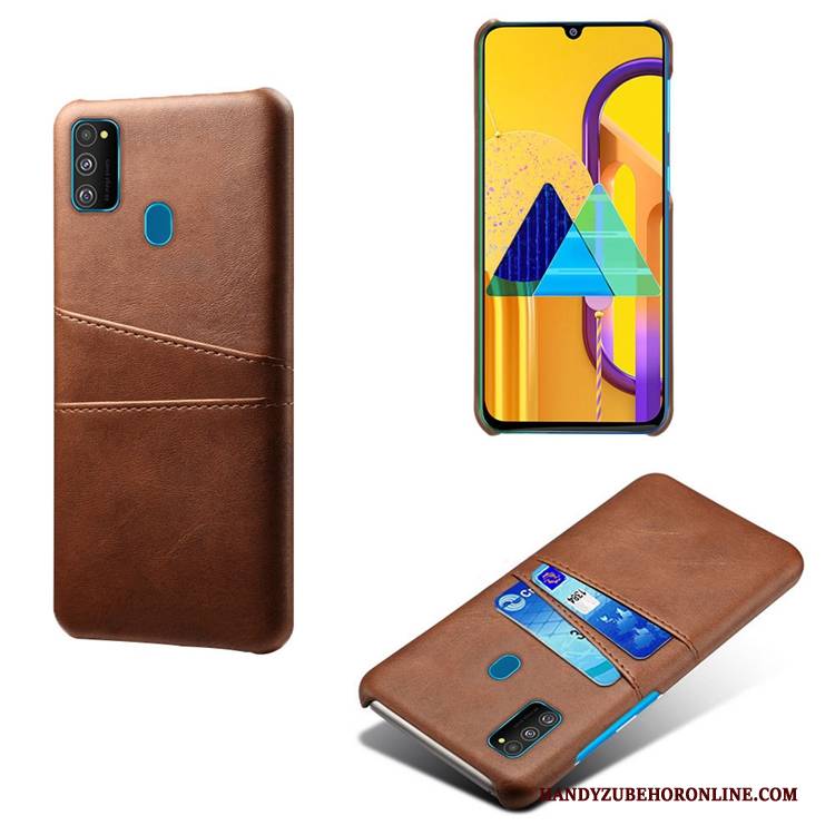 Hülle Samsung Galaxy M30s Leder Karte Kuh, Case Samsung Galaxy M30s Persönlichkeit Khaki