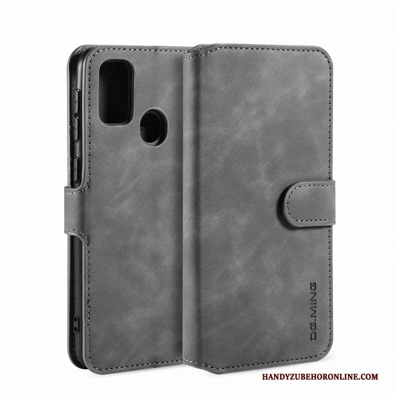 Hülle Samsung Galaxy M30s Leder Kuh Trendmarke, Case Samsung Galaxy M30s Taschen Handyhüllen Grau