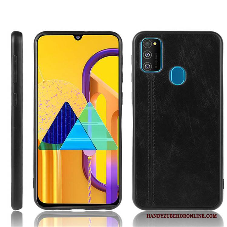 Hülle Samsung Galaxy M30s Leder Schwer Trend, Case Samsung Galaxy M30s Schutz Handyhüllen Schwarz