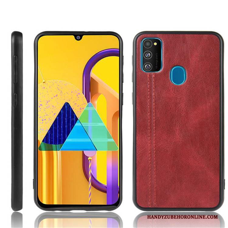 Hülle Samsung Galaxy M30s Leder Schwer Trend, Case Samsung Galaxy M30s Schutz Handyhüllen Schwarz