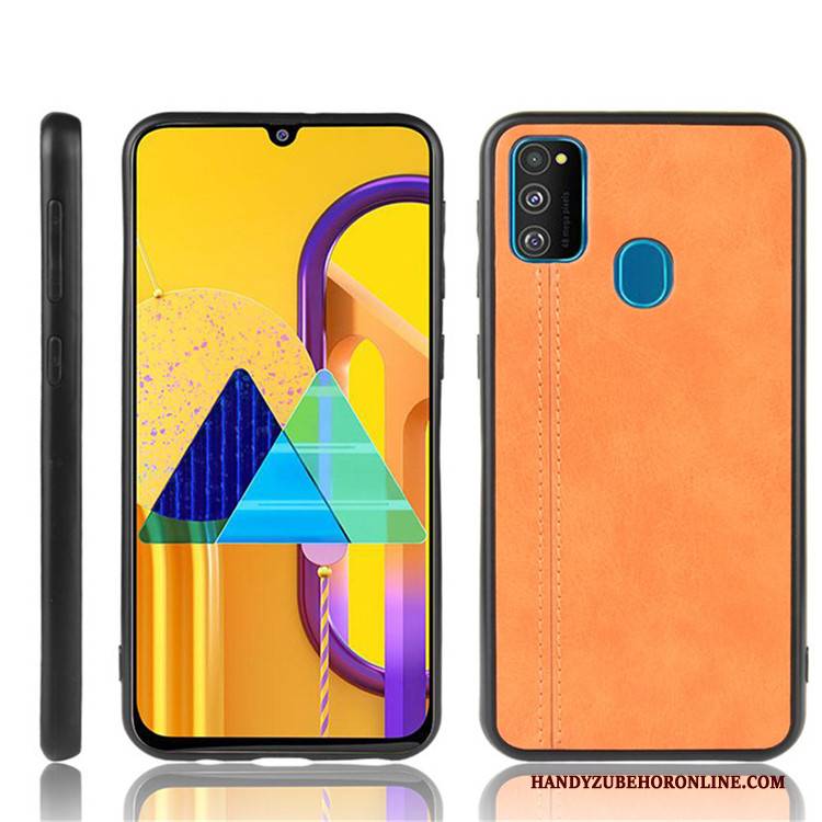 Hülle Samsung Galaxy M30s Leder Schwer Trend, Case Samsung Galaxy M30s Schutz Handyhüllen Schwarz