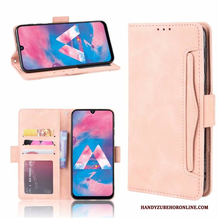 Hülle Samsung Galaxy M30s Lederhülle Handyhüllen Anti-sturz, Case Samsung Galaxy M30s Geldbörse Neu Rot