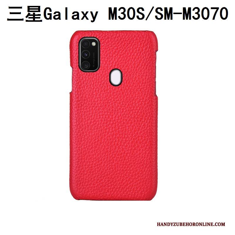 Hülle Samsung Galaxy M30s Schutz Hintere Abdeckung Litchi, Case Samsung Galaxy M30s Luxus Blau Angepasst