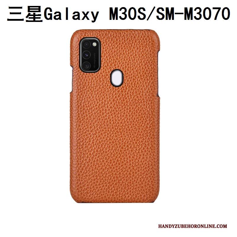 Hülle Samsung Galaxy M30s Schutz Hintere Abdeckung Litchi, Case Samsung Galaxy M30s Luxus Blau Angepasst