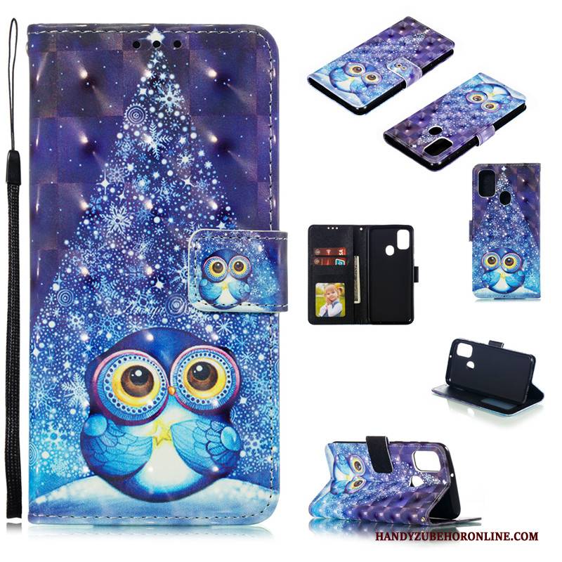 Hülle Samsung Galaxy M30s Schutz Karte Handyhüllen, Case Samsung Galaxy M30s Lederhülle Blau Nette