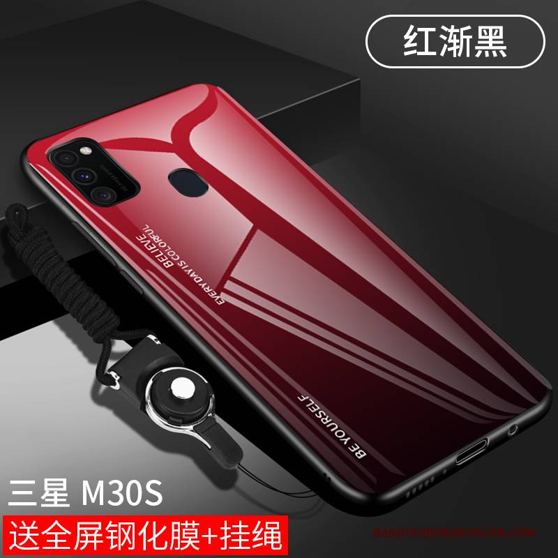 Hülle Samsung Galaxy M30s Silikon Schlank Spiegel, Case Samsung Galaxy M30s Schutz Rot Netto Rot