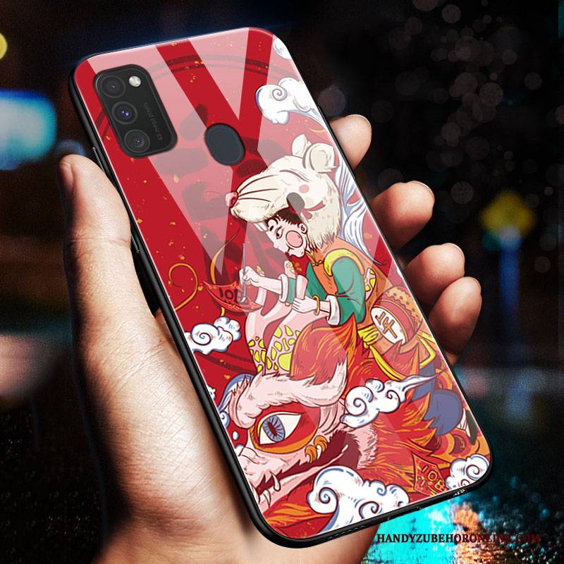 Hülle Samsung Galaxy M30s Taschen Anti-sturz Chinesische Art, Case Samsung Galaxy M30s Schutz Netto Rot Ratte