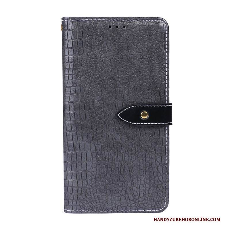 Hülle Samsung Galaxy Note 10+ Folio Anti-sturz Grau, Case Samsung Galaxy Note 10+ Lederhülle Einfarbig Krokodilmuster