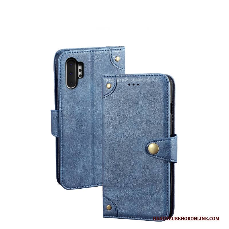 Hülle Samsung Galaxy Note 10+ Folio Handyhüllen Blau, Case Samsung Galaxy Note 10+ Lederhülle