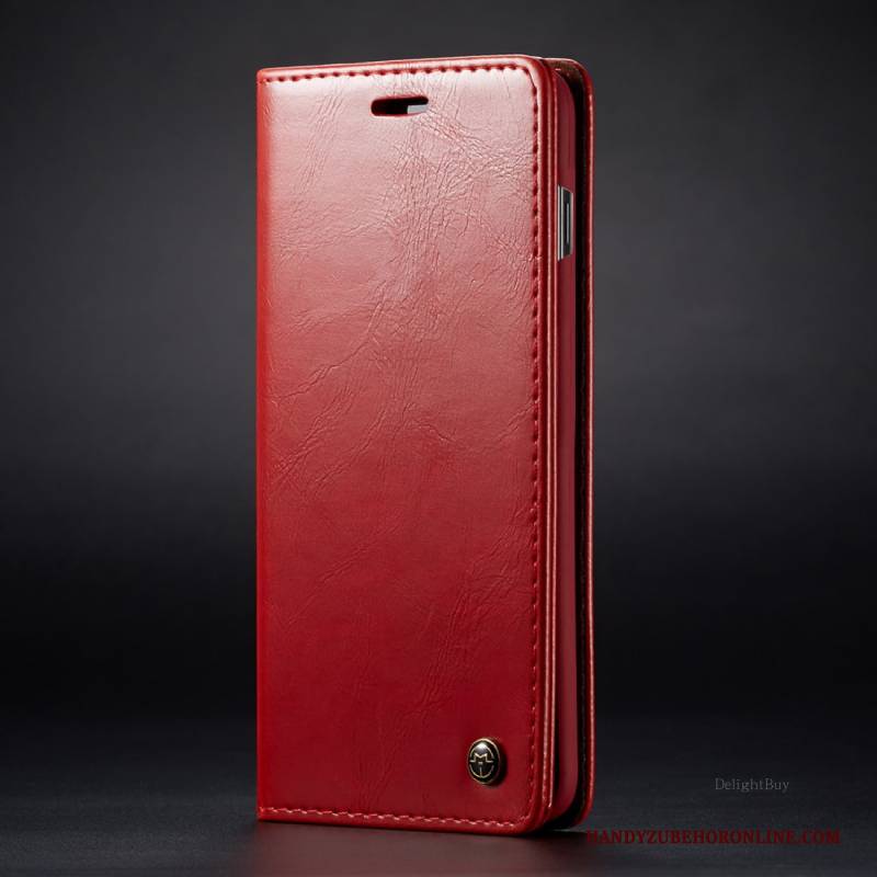 Hülle Samsung Galaxy Note 10+ Leder Handyhüllen Karte, Case Samsung Galaxy Note 10+ Geldbörse Rot