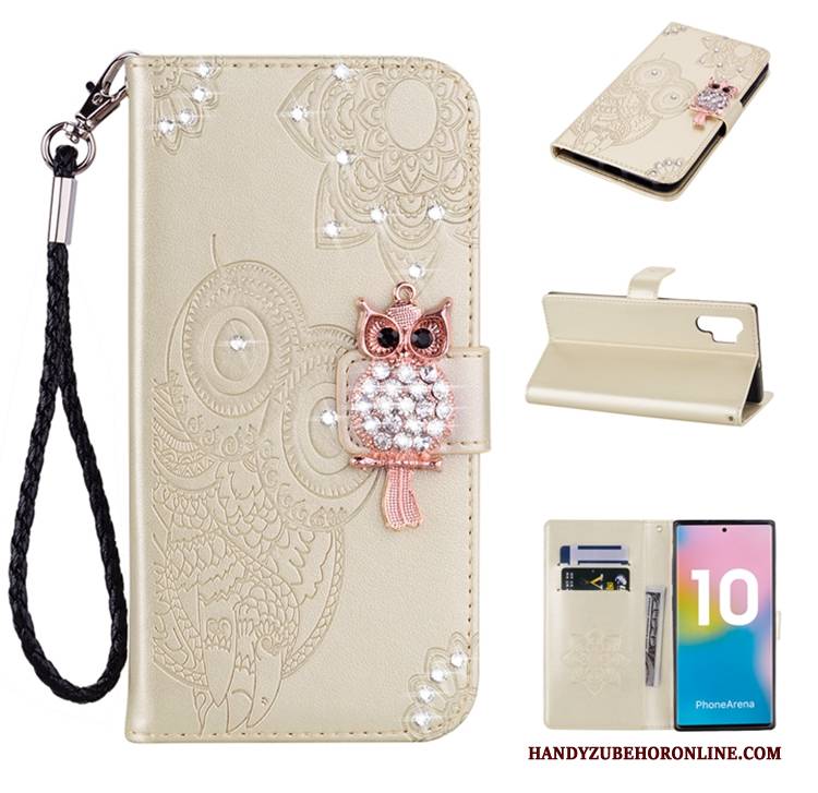 Hülle Samsung Galaxy Note 10+ Lederhülle Gold Handyhüllen, Case Samsung Galaxy Note 10+