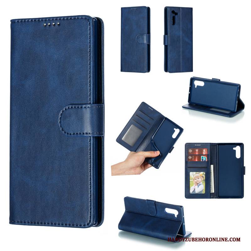 Hülle Samsung Galaxy Note 10 Lederhülle Grau Handyhüllen, Case Samsung Galaxy Note 10