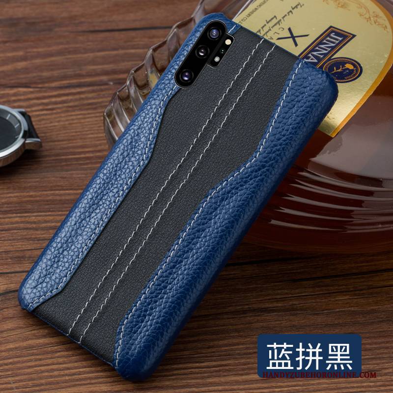 Hülle Samsung Galaxy Note 10+ Lederhülle Handyhüllen Blau, Case Samsung Galaxy Note 10+ Leder