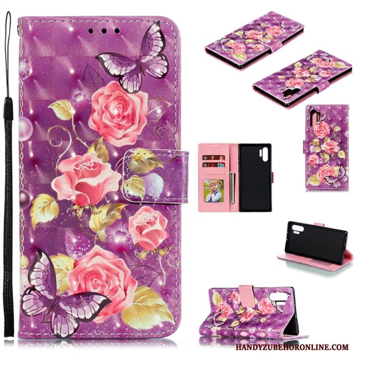 Hülle Samsung Galaxy Note 10+ Lederhülle Lila Handyhüllen, Case Samsung Galaxy Note 10+ Folio