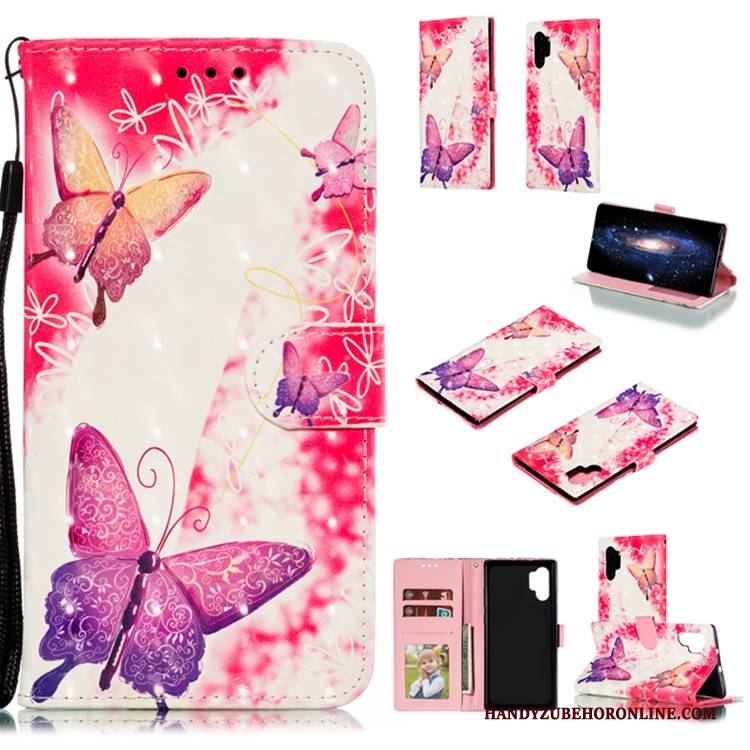 Hülle Samsung Galaxy Note 10+ Lederhülle Rosa Handyhüllen, Case Samsung Galaxy Note 10+