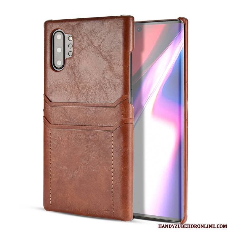 Hülle Samsung Galaxy Note 10+ Lederhülle Schwarz Handyhüllen, Case Samsung Galaxy Note 10+ Schutz