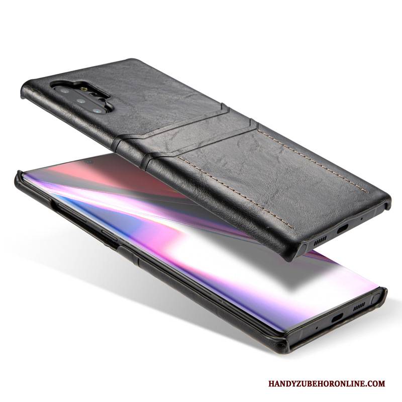 Hülle Samsung Galaxy Note 10+ Lederhülle Schwarz Handyhüllen, Case Samsung Galaxy Note 10+ Schutz