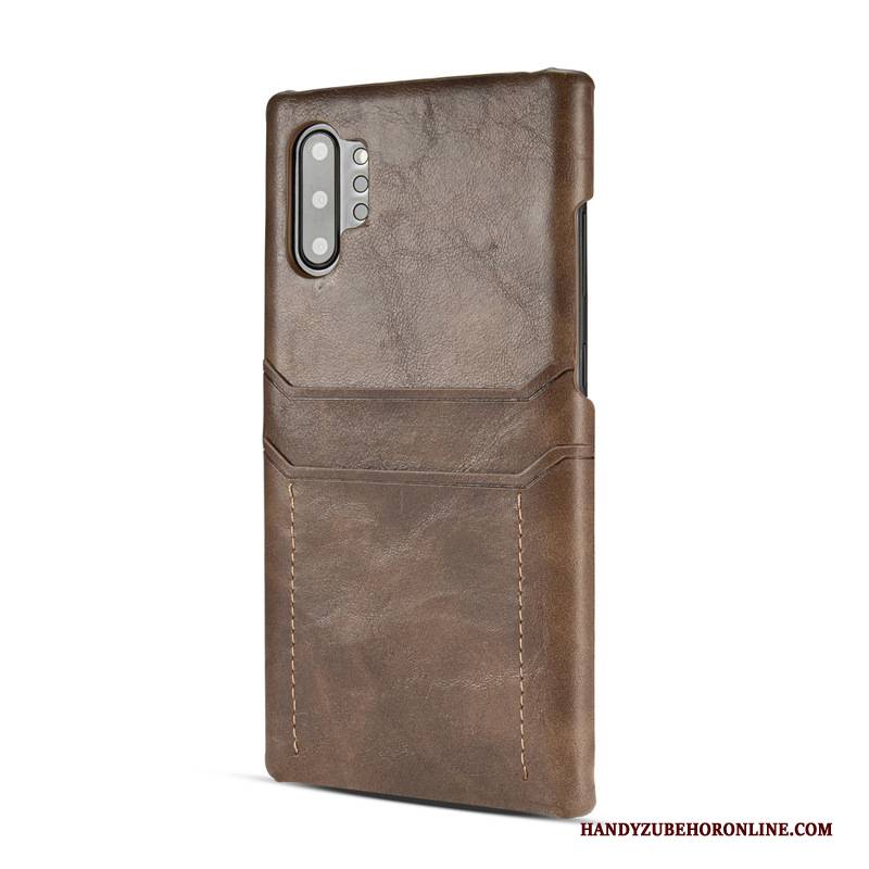 Hülle Samsung Galaxy Note 10+ Lederhülle Schwarz Handyhüllen, Case Samsung Galaxy Note 10+ Schutz