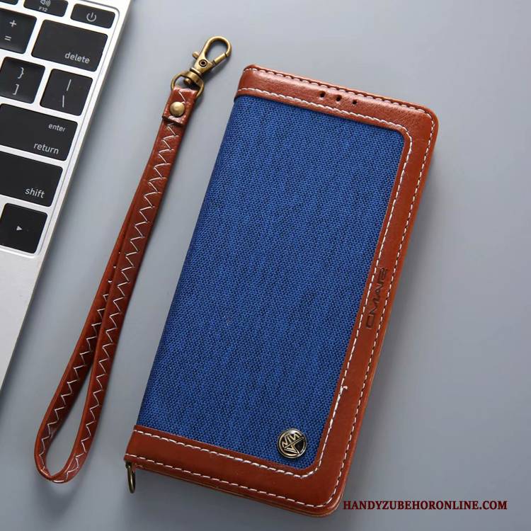 Hülle Samsung Galaxy Note 10 Lederhülle Schwarz Mischfarben, Case Samsung Galaxy Note 10 Folio Denim Hängende Verzierungen