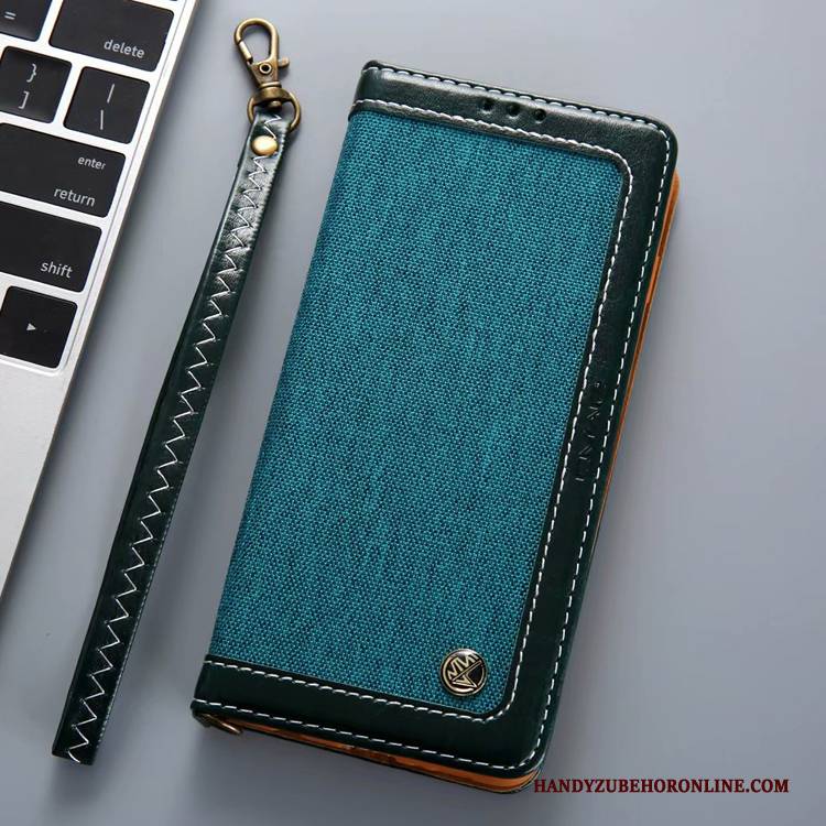 Hülle Samsung Galaxy Note 10 Lederhülle Schwarz Mischfarben, Case Samsung Galaxy Note 10 Folio Denim Hängende Verzierungen